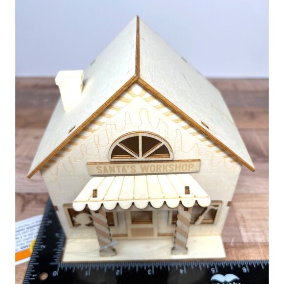 Santas Workshop Wooden LED Light-Up House Laser cut Can Be Painted Or Natural - Picture 5 of 6